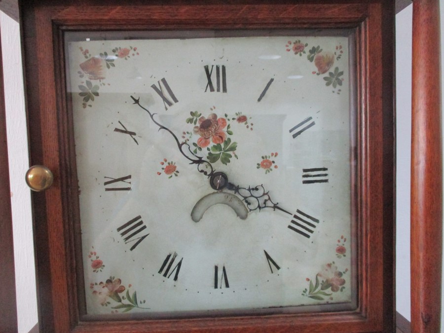 A oak inlaid thirty hour longcase clock by Robert Sidwell (Nuneaton) with painted dial - key in - Image 7 of 9