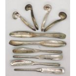 A collection of contemporary cutlery, knives, crab forks and spoons in 925 silver. Weight 442.5g