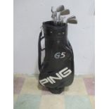 A set of Ping IS3 right handed golf clubs (irons 2 to 9, sand wedge, pitching wedge), in Ping