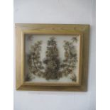A Victorian hair picture, intricate designs made of woven hair, frame 67cm x 62cm