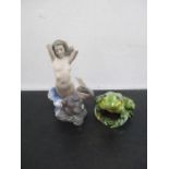 A Casades (Spain) figurine of a mermaid , along with a frog