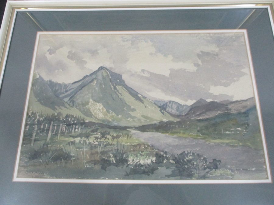 Two framed watercolours signed by M.M.Wadey, one of a landscape plus one other. - Image 5 of 6