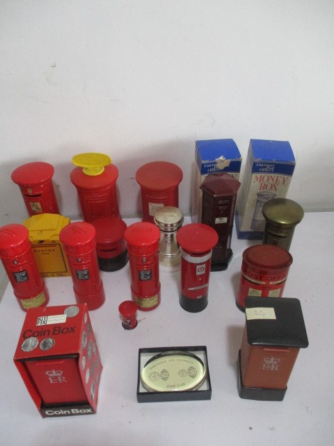 A collection of money boxes etc. in the form of Post boxes