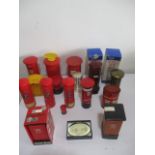 A collection of money boxes etc. in the form of Post boxes