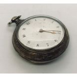 A hallmarked silver pair cased watch, ( case marked for Birmingham 1857). The fusee movement