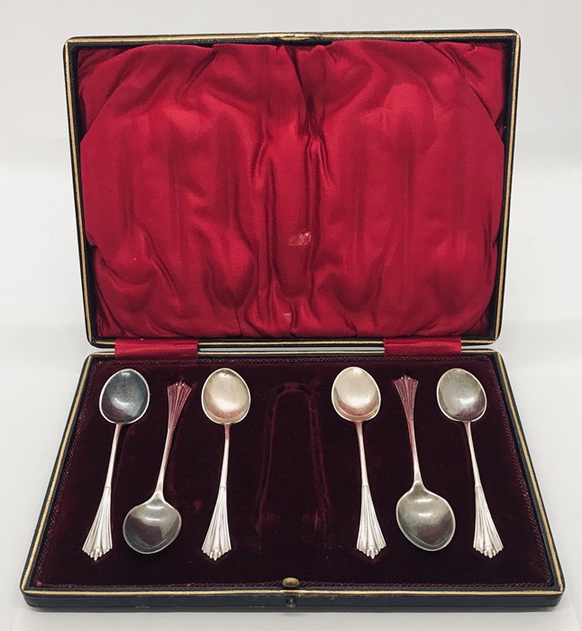 A hallmarked silver christening set A/F along with a set of silver plated coffee spoons (tongs - Image 4 of 6