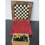 Two vintage chess sets along with one board