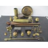 A collection of various brass items etc.