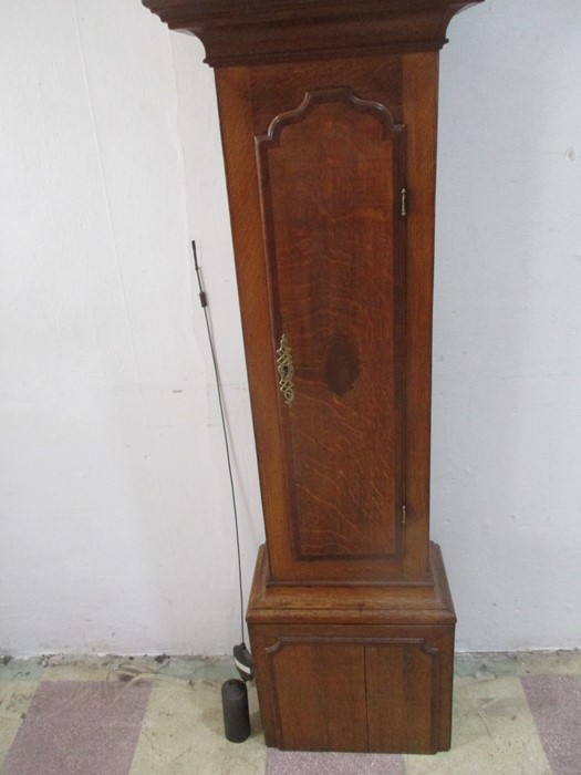A oak inlaid thirty hour longcase clock by Robert Sidwell (Nuneaton) with painted dial - key in - Image 3 of 9