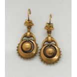 A pair of Victorian gold plated Etruscan revival earrings. Weight 3.5g