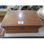 A wooden mahogany inlaid stationary box