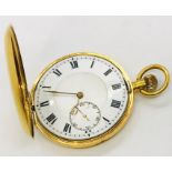 A 9ct gold half hunter pocket watch A/F