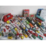 A collection of various die-cast vehicles and toys including Tonka, Matchbox, Corgi etc