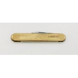 A 9ct gold penknife with two steel blades