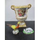 A Barr Flight & Barr two handled urn with intertwined serpent gilded handles, one handled