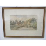 A watercolour of Manor Farm, Burton Bradstock, circa 1911 signed Alfred A Hart