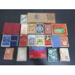 A collection of vintage card games including "The game of Brer Rabbit", Convoy, Poolette along