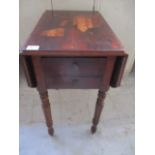 A Victorian Pembroke style commode with two drawers to one side and drop down cupboard to the other