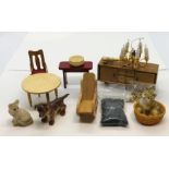 A collection of miscellaneous dolls house furniture etc
