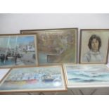Four Roy Stringfellow pastels of Cornish scenes including Polperro, Looe Quay along with a pastel