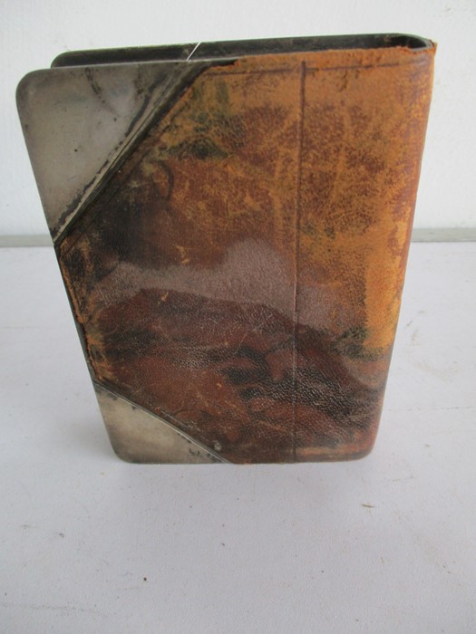 A leather and silver plated hip flask in the form of a book "A pleasant surprise" by James Dixon - Image 7 of 8