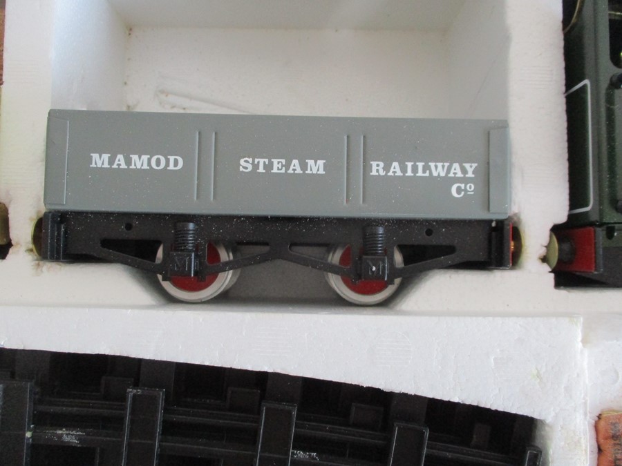 A boxed Mamod Steam Train Railway set including the locomotive, open wagon, lumber truck etc - Image 4 of 10