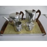 A Newmaid "Picquot" aluminium tea/coffee set including teapot, coffee pot, etc.