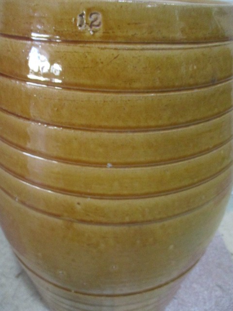 A "honey" glazed pottery barrel by F Melsom, Bristol, height 56cm - Image 3 of 5