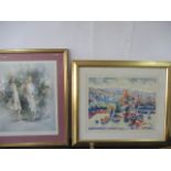 A framed ltd edition print "Cote D'Azur II" signed Peter Eastham along with an impressionist ltd