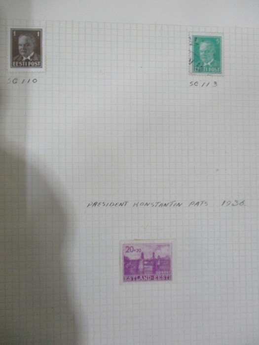 Two albums of stamps from countries including Denmark, Dominican Republic, Ecuador, Estonia, - Image 28 of 48