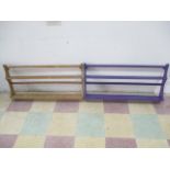Two Ercol mid century hanging plate racks, 1 painted