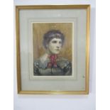 A framed watercolour portrait of a young nobleman