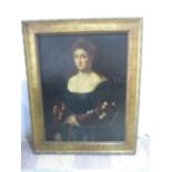 A large "Grand Tour" oil painting in gilt frame after Tiziano Vecellio "Portrait of a Woman" (