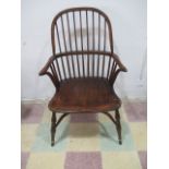 A Windsor stick back chair with crinoline stretches