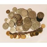 A collection of various coins including a Victorian Crown (1889) etc