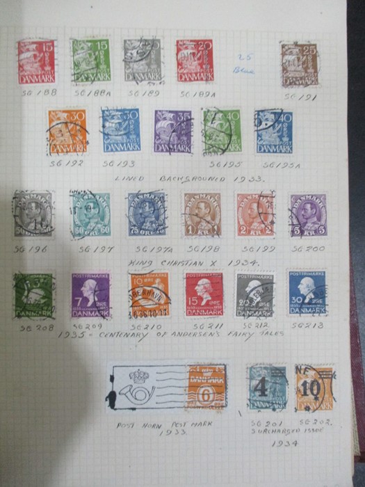 Two albums of stamps from countries including Denmark, Dominican Republic, Ecuador, Estonia, - Image 12 of 48