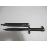 A Swedish Mauser ( M 1896) bayonet in metal scabbard, blade numbered 339, scabbard 382