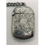 A hallmarked silver vesta case on silver chain, total weight 41.7g