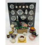 A collection of doll house items, Valerie Casson china, glass, dinner set, Christmas items etc