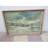 A framed oil painting of an impressionist landscape, signed by Fulham