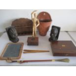 A collection of items to include a carved pipe rack with RAF eagle and motto "Per Ardva Ad Astra"