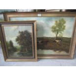 A large oil painting of cattle by a stream, signed Frederiks along with one other