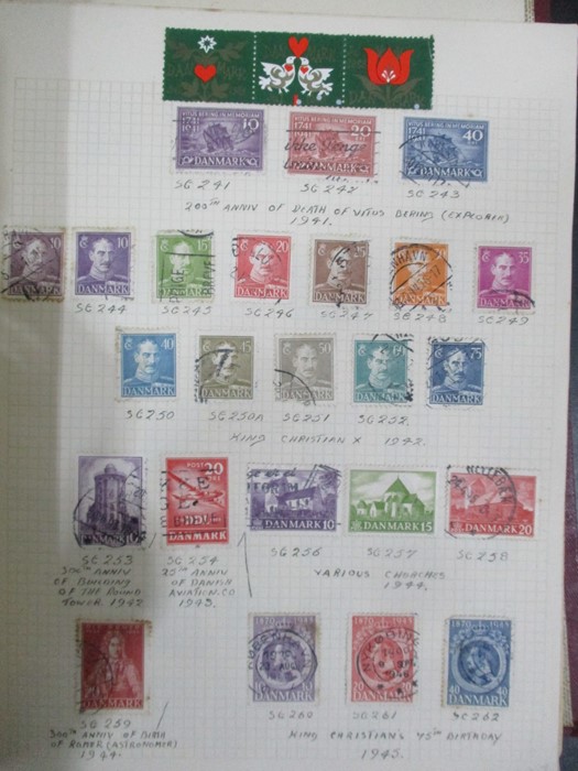 Two albums of stamps from countries including Denmark, Dominican Republic, Ecuador, Estonia, - Image 14 of 48