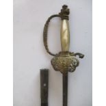A 19th century officers dress sword with mother of pearl handle- A/F
