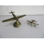 Two brass models of Spitfires