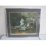 A framed limited edition print entitled "Grandpa's Workshop", signed by the artist David