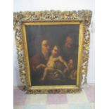 A Grand Tour oil painting of the infant Christ, Mary and Joseph in ornate Florentine frame ( frame