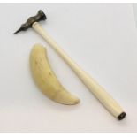An ivory handled SCM hammer with kite mark and impressed makers mark for Walker & Hall, along with