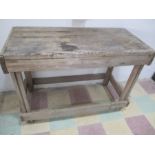 A vintage wooden workbench, 128cm length
