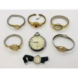 A Ingersoll pocket watch along with various wristwatches